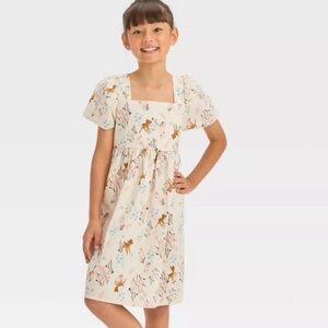 Disney Kids Cream Dress with Bambi Animal Print NWOT